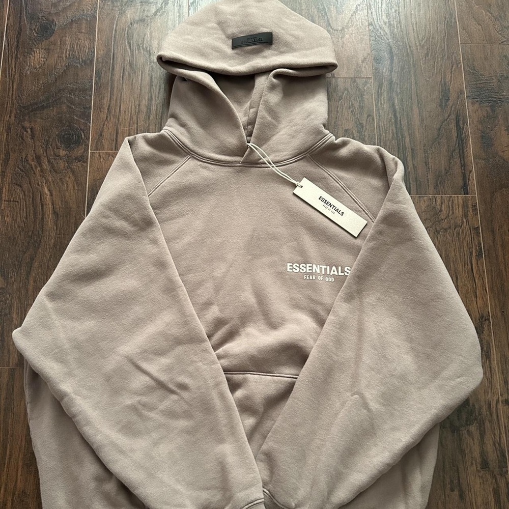Essentials Beige Hoodie with Logo